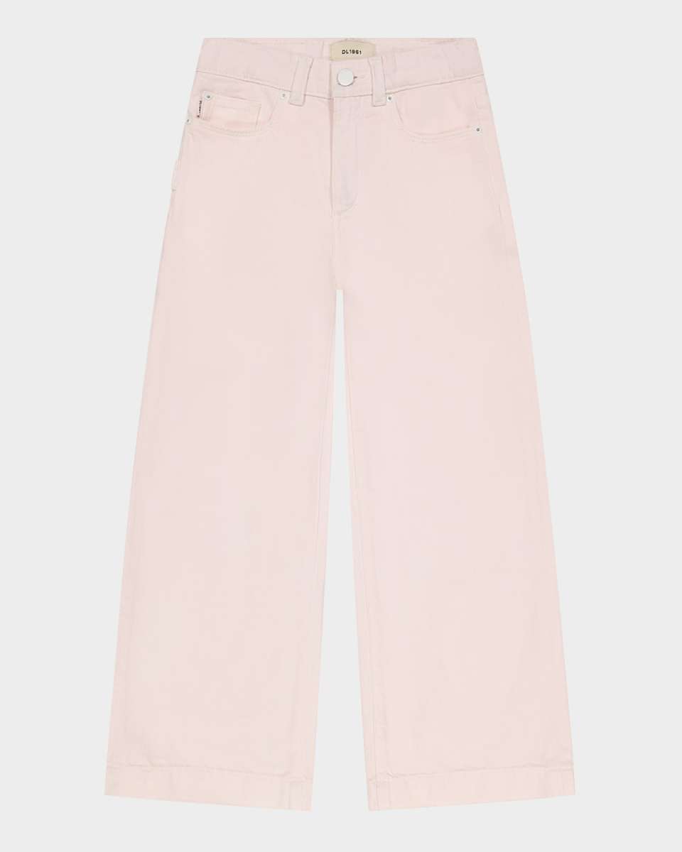 Girl's Lily High-Rise Wide-Leg Denim Jeans, Size 7-16